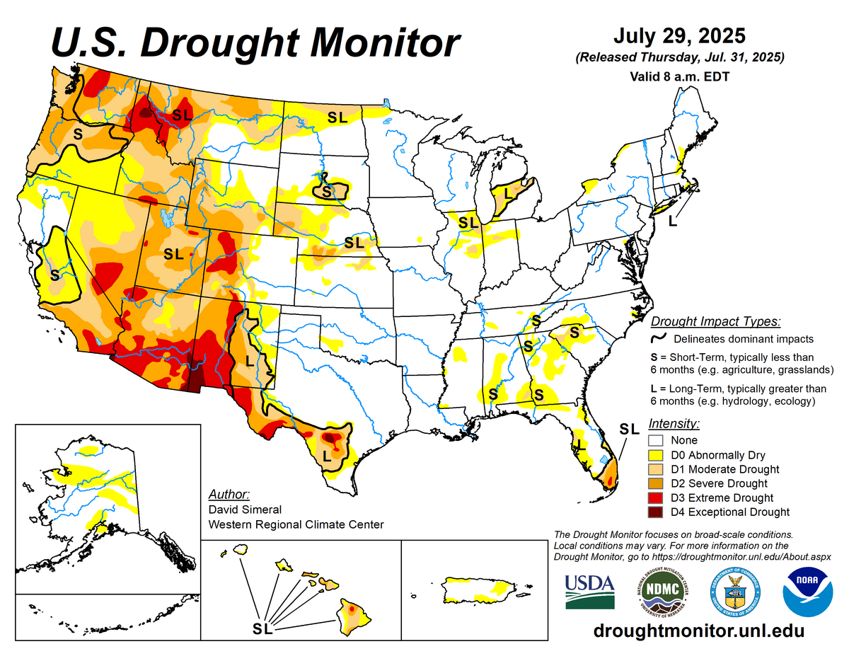 July 29 us drought monitor map