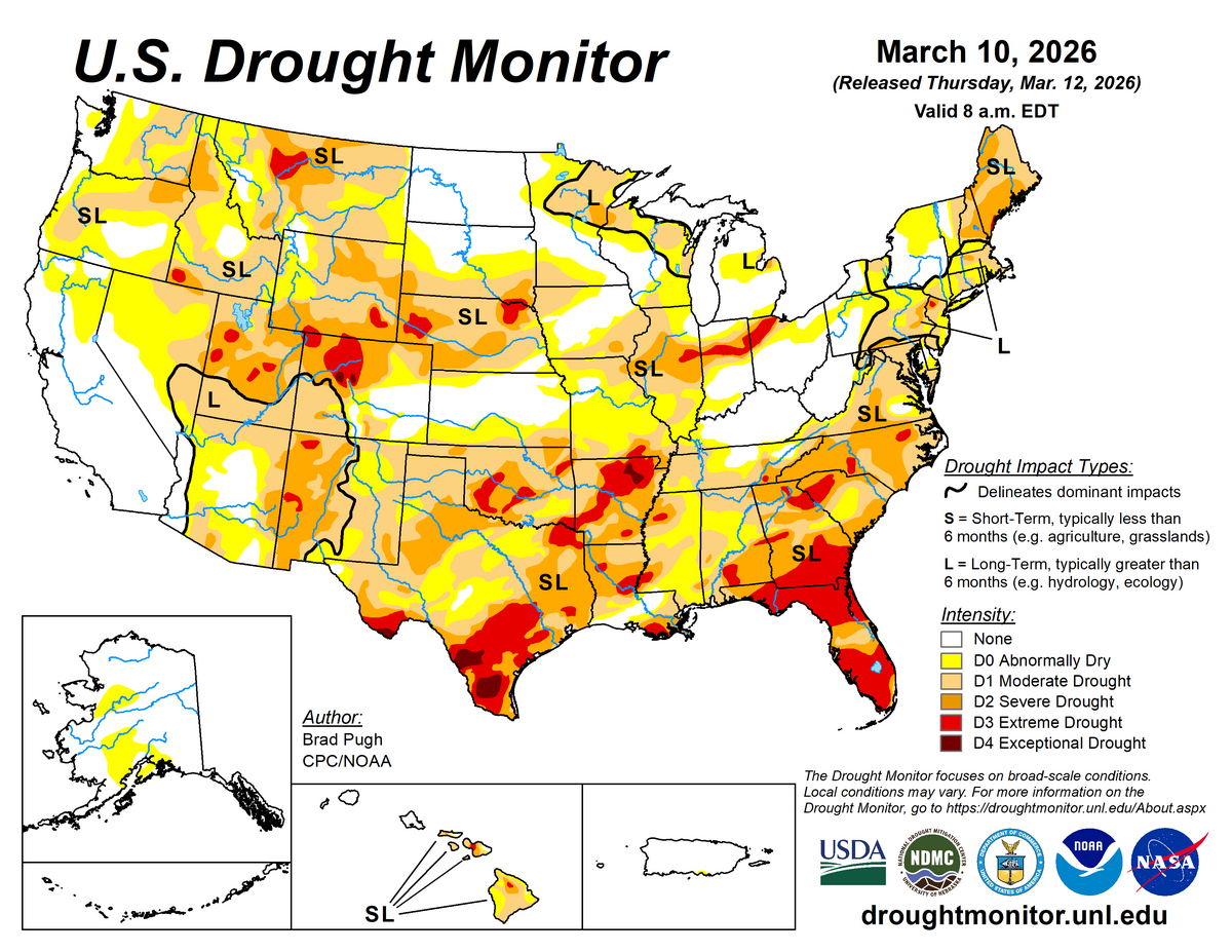 us drought monitor map Widespread dry and drought conditions in parts of Indiana and  Ohio southwest into Texas, the south, the southeast, the east coast, New England, the central plains, the Rocky Mo