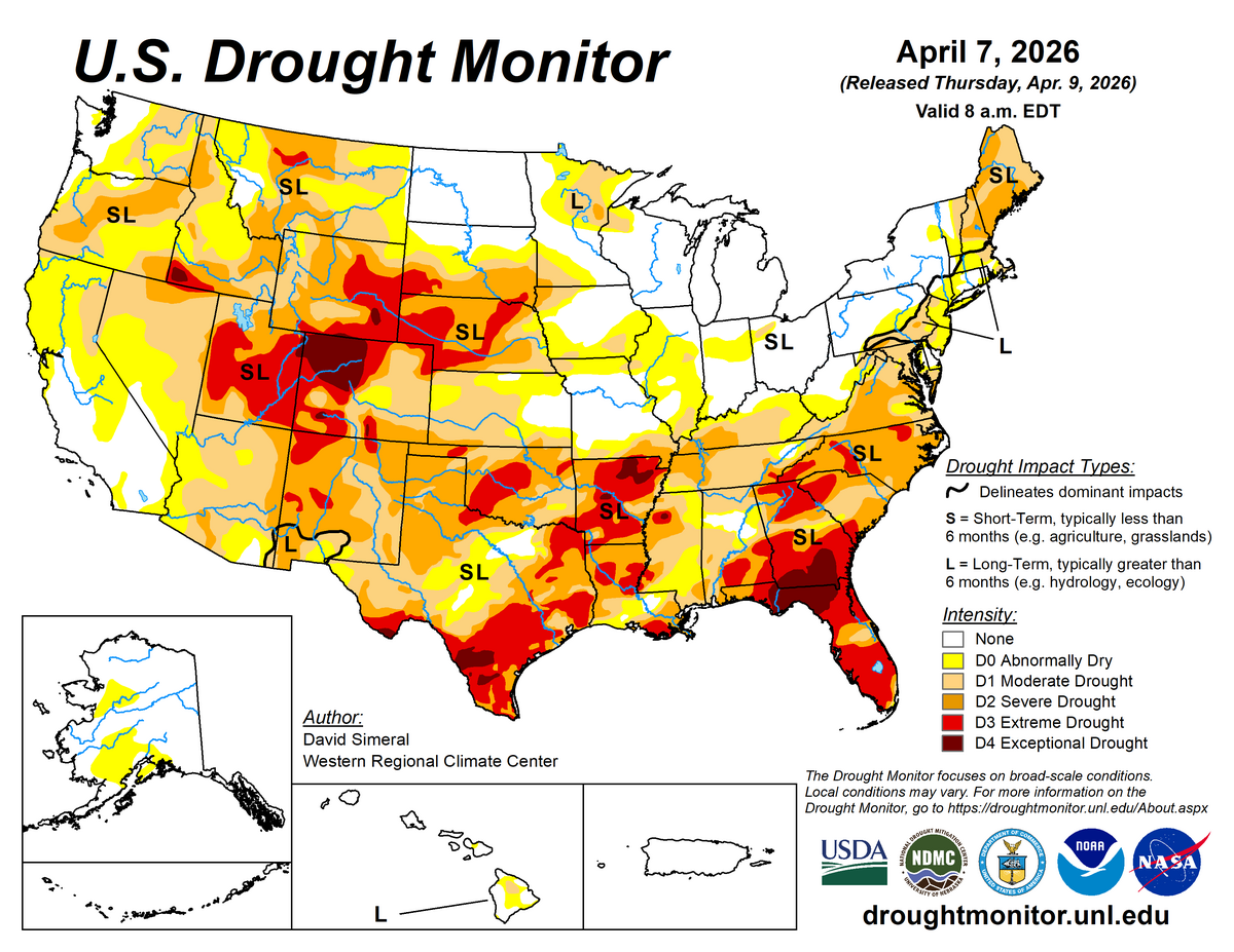 us drought monitor map