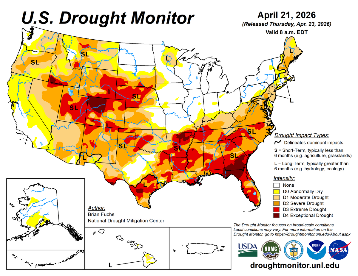 us drought monitor map