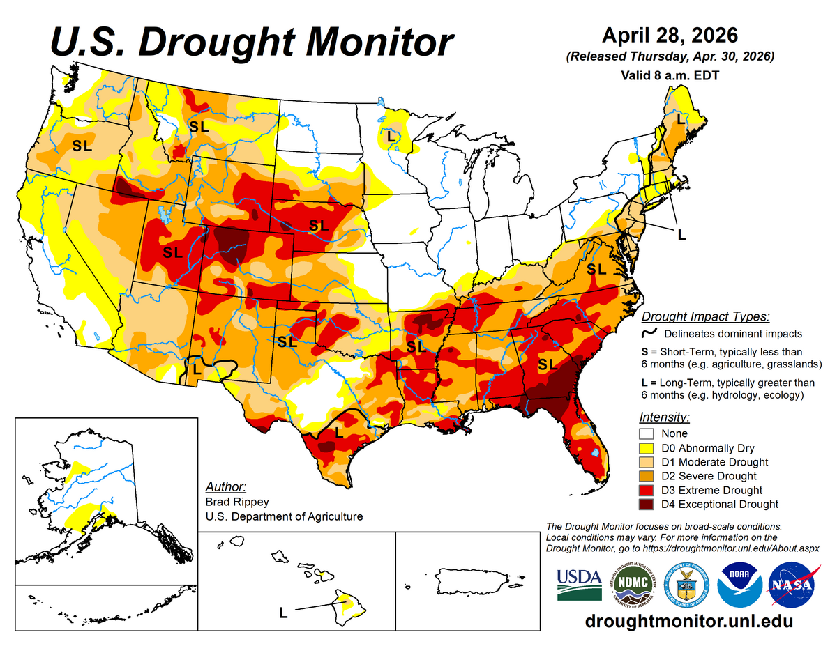 us drought monitor map may 3 2026 