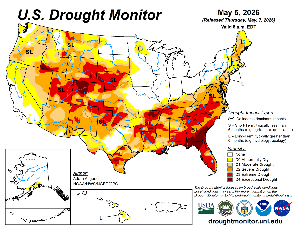 us drought monitor map