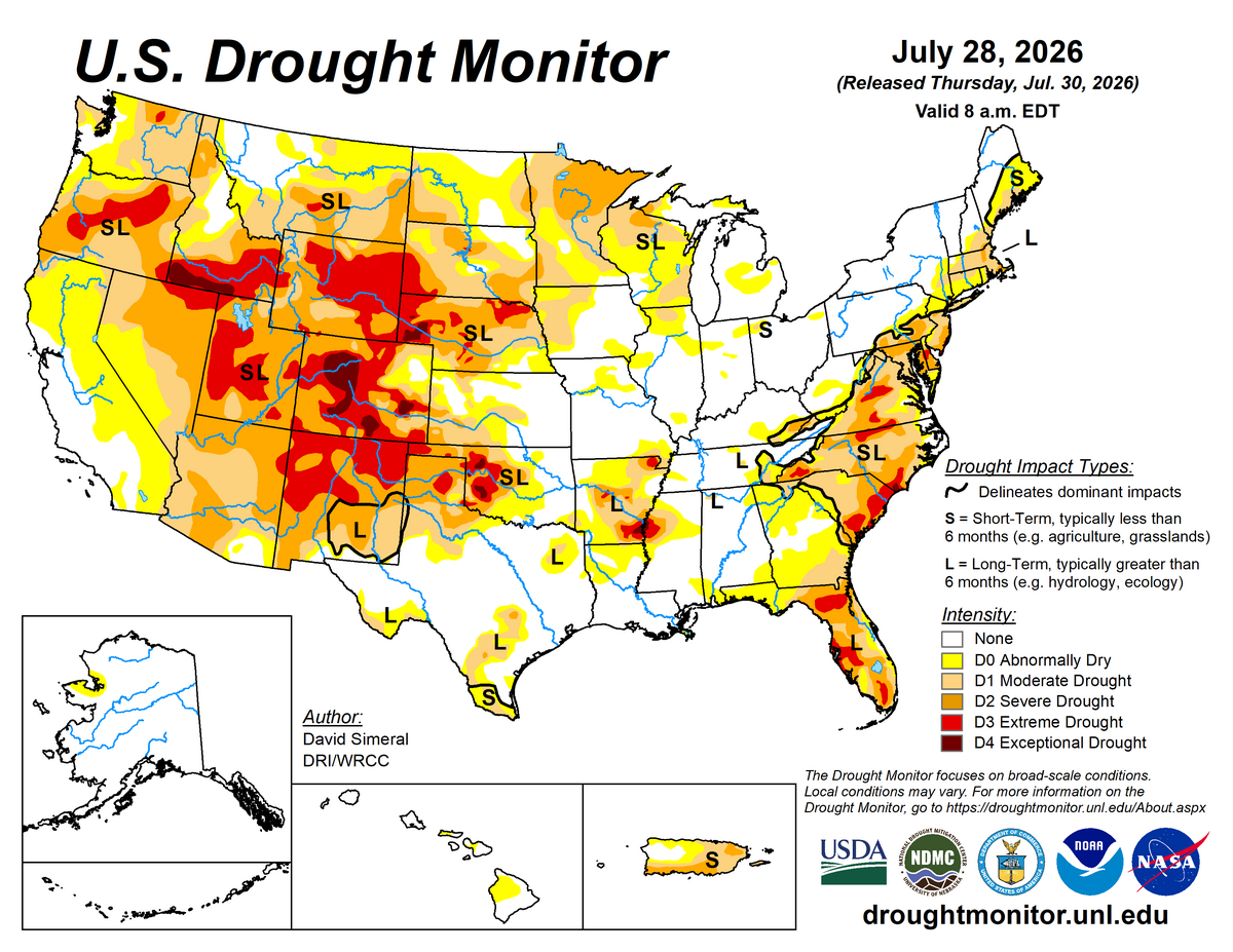 Near Normal conditions at Cheviot OH 3.4W. Widespread dry and drought conditions in the western half of the US, the East Coast, Florida, and in parts of the Mississippi and Tennessee valleys.  (US Dro
