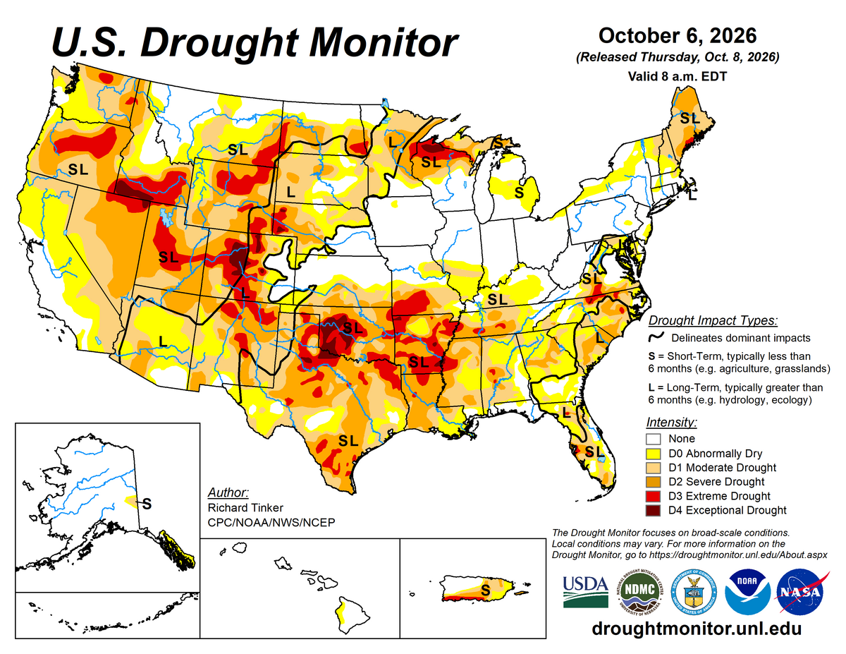Mildly Dry conditions at Cheviot, OH 3.4W. Widespread dry and drought conditions in the western half of the US, the south, the southeast, and New England.  (US Drought Monitor does not include rains s